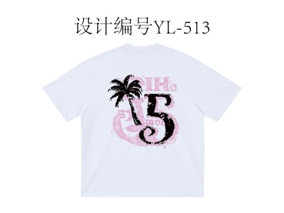 YL-513-原创-酸性设计-花体字-白墨烫画/印花/数码直喷/刺绣=T恤图案设计图3
